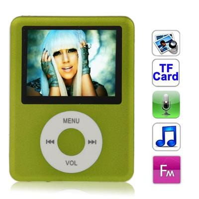 1.8 inch TFT Screen MP4 Player with TF Card Slot, Support Recorder, FM Radio, E-Book and Calendar (Green)