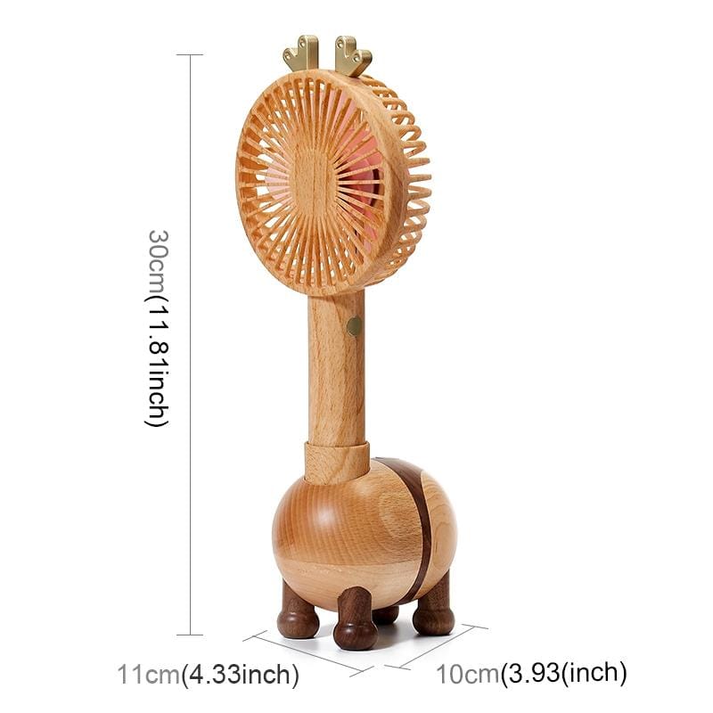 Wood Cartoon Deer Shape USB Rechargeable Portable Handheld Mini Electric Fan, Style:MF2