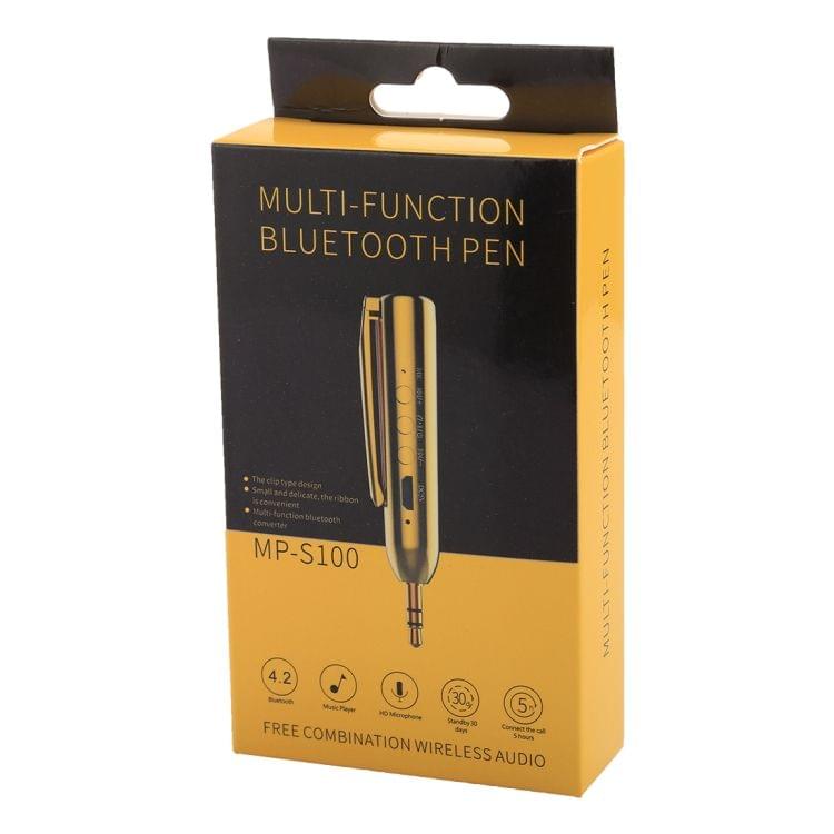 MP-S100 Multi-functional Bluetooth 4.2 3.5mm Audio Receiver Pen with Mic & Buttons, Supports Hands-free Answer(Gold)
