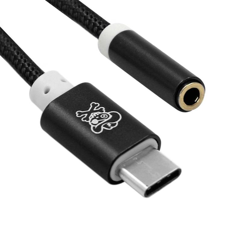 ENKAY Hat-Prince USB-C / Type-C to 3.5mm Nylon Woven Audio Adapter, Length: about 10cm(Black)