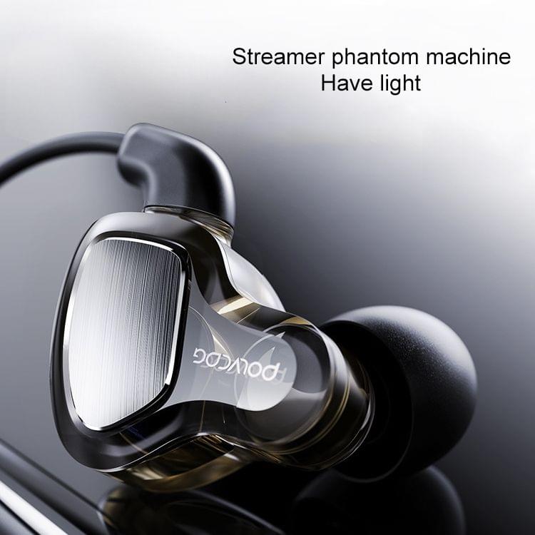 POLVCDG D6T USB-C / Type-C Interface Double Moving Circle In Ear Wired Stereo Earphone for Xiaomi / OPPO / Huawei / Vivo,Tuning Version (Black)