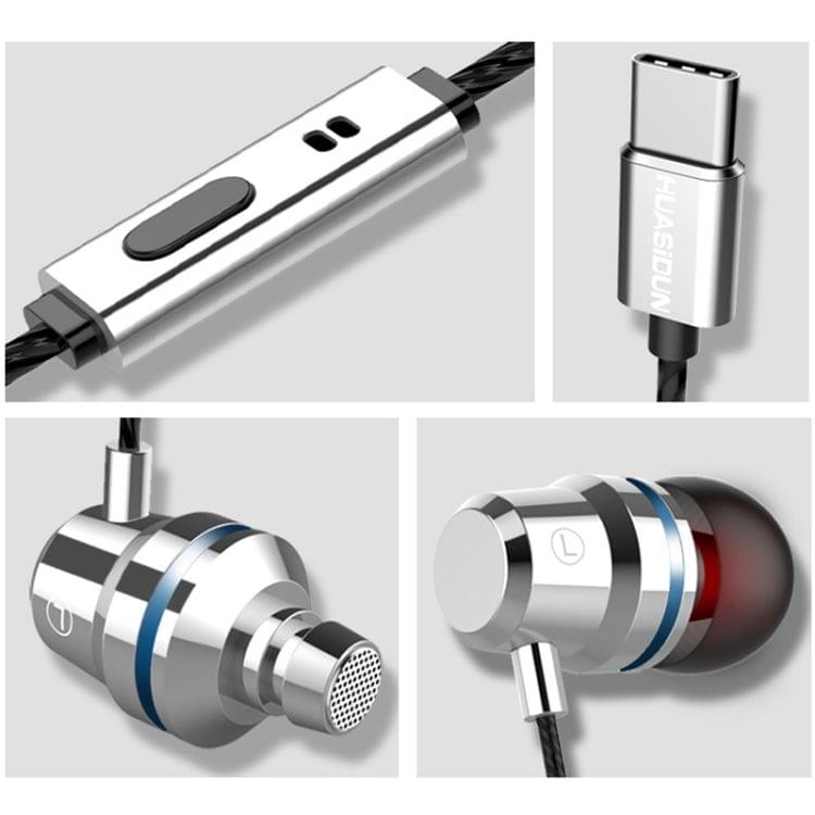 G82 1.2m Wired In Ear USB-C / Type-C Interface Metal HiFi Earphones with Mic (Black)