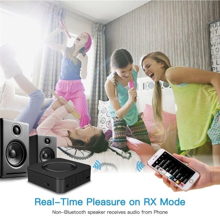 BT4842B Bluetooth V5.0+EDR Wireless Bluetooth Transmitter Receiver Adapter Stereo Audio Music Adapter with 3.5mm Audio Cable (Black)