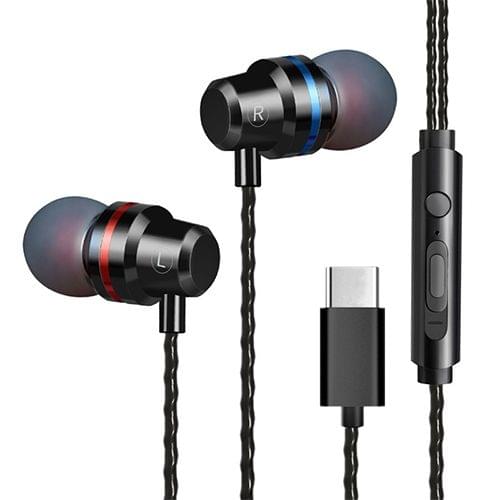 T1 USB-C / Type-C Interface In Ear Wired Stereo Earphone with Mic(Black)