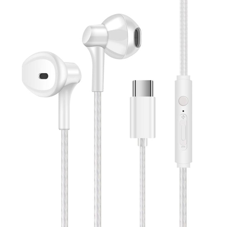 ACZ T7 1.2m Wired In Ear USB-C / Type-C Interface 4D Stereo Earphones with Mic (White)
