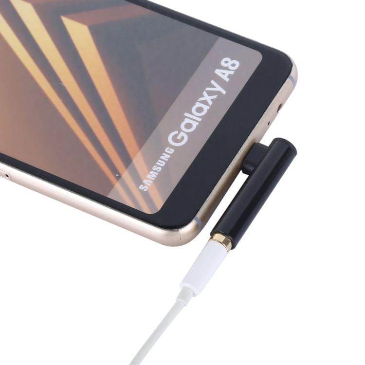 Type-C Male to 3.5mm Female L-type Stereo Audio Headphone Jack Adapter(Black)