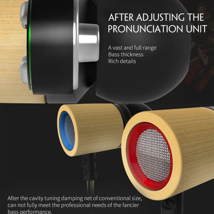 KZ ED7mini 3.5mm Rear Mesh Bamboo Design In-Ear Style Wire Control Earphone