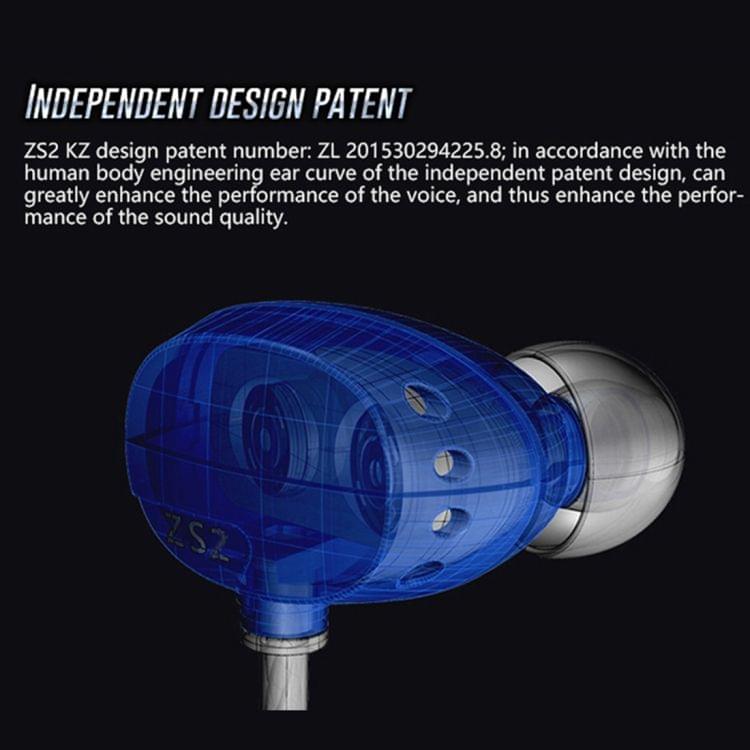 KZ ZS2 1.2m 3.5mm L Type In-Ear Style Wire Control Earphone