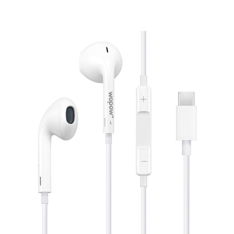 WOPOW EM216 USB-C / Type-C Interface Wire-controlled Stereo Earphone for Huawei P20 / Xiaomi 5s (White)