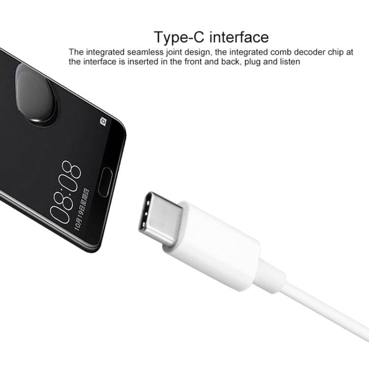 WOPOW EM216 USB-C / Type-C Interface Wire-controlled Stereo Earphone for Huawei P20 / Xiaomi 5s (White)