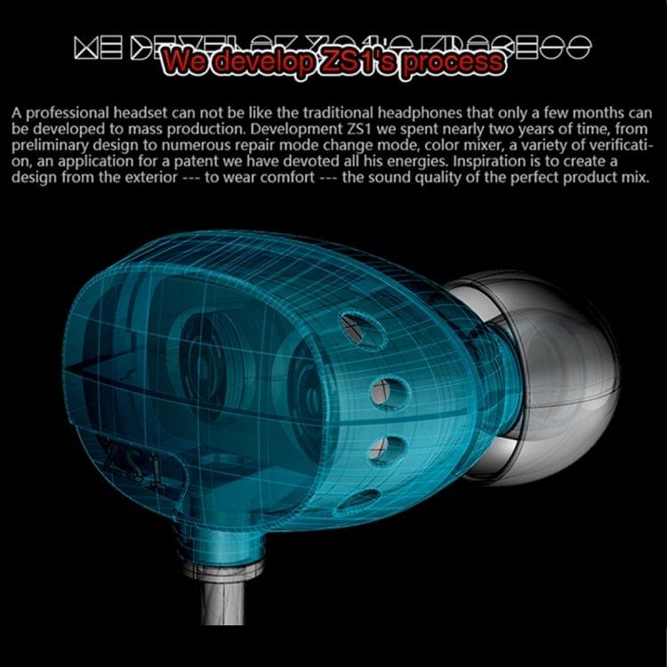 KZ ZS1 3.5mm L Type In-Ear Style Wire Control Earphone
