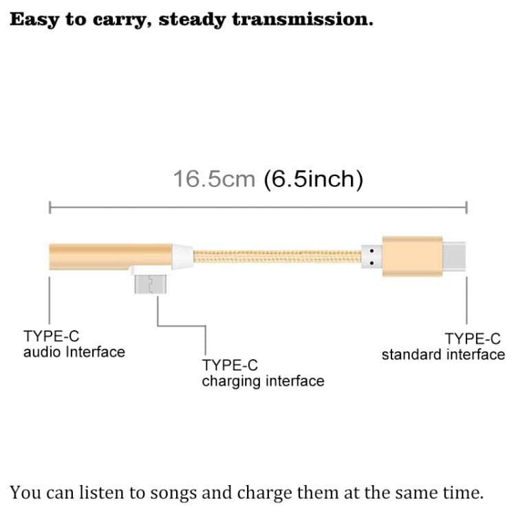 Type-C 3.5mm Aluminum Alloy + Nylon Audio Adapter, Length: 12cm