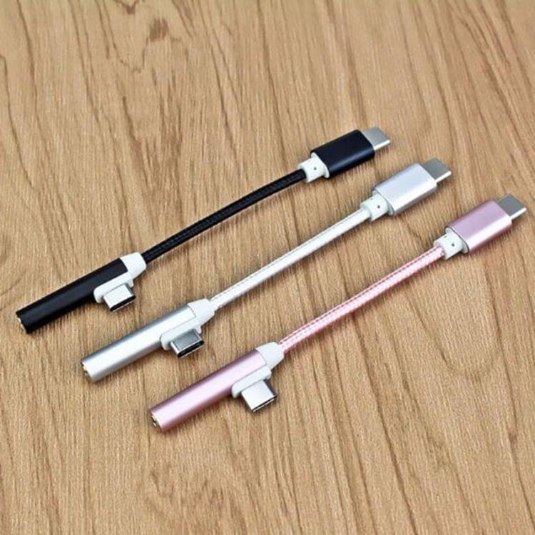 Type-C 3.5mm Aluminum Alloy + Nylon Audio Adapter, Length: 12cm