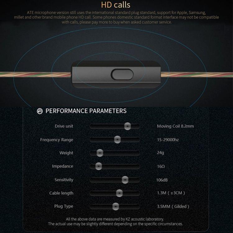 KZ ATE 1.3m 3.5mm Fashion Sports Style In-Ear Style Wire Control Earphone