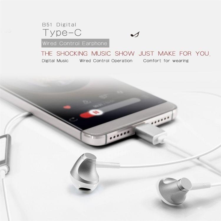 Baseus 1.3m In-Ear Digital Stereo Music Type-C Wired Control Earphone for Samsung, Google, LG, Huawei, NOKIA or Other USB-C / Type-C Equipments(White)