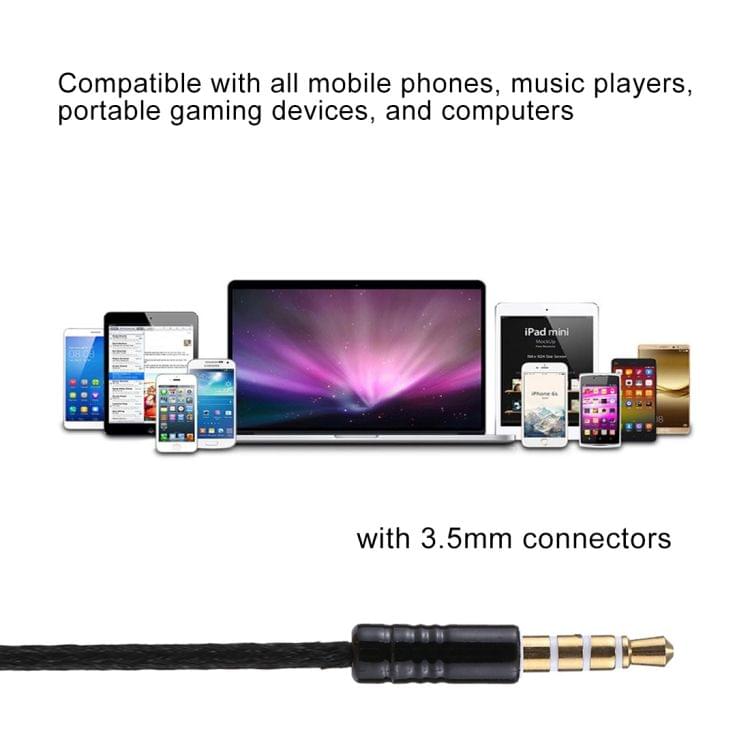 U-20 1.2m Bass Stereo Sound In-ear Wire Control Earphone with Mic