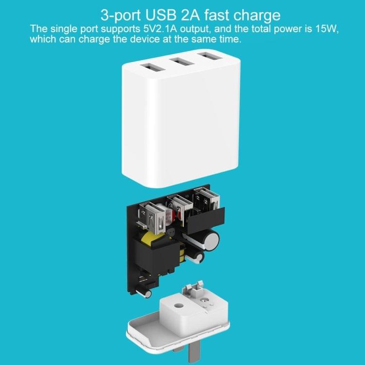 Original Xiaomi 100-240V Input 3 x USB Ports 2.1A Travel Fast Charger