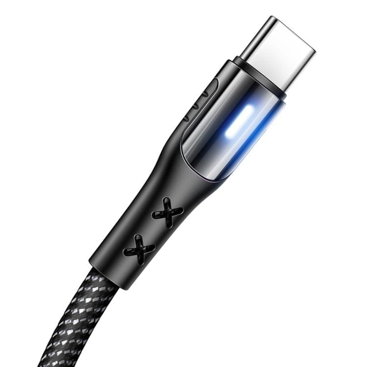 USAMS US-SJ320 U27 2m 5A USB to USB-C / Type-C Data Sync Charging Cable with Indicator Light(Black)
