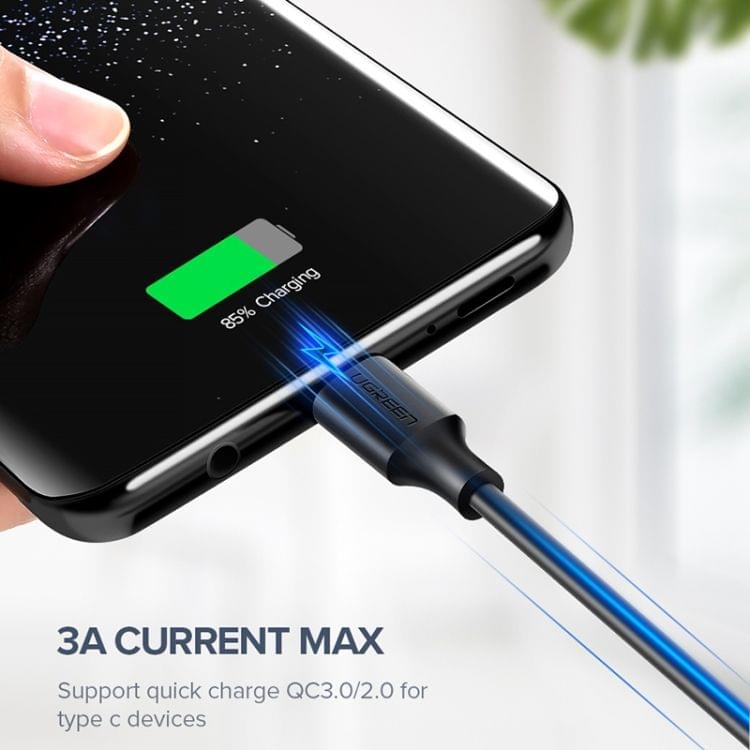 UGREEN 3A Max Output USB to USB-C / Type-C PVC Fast Charging Sync Data Cable, Length: 1m (White)