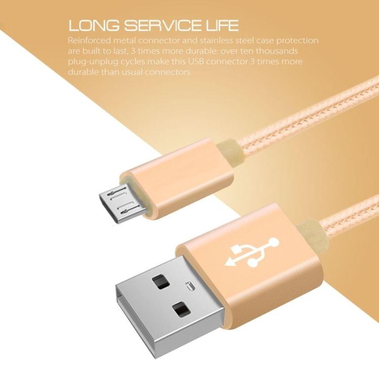 3m 3A Woven Style Metal Head Micro USB to USB Data / Charger Cable