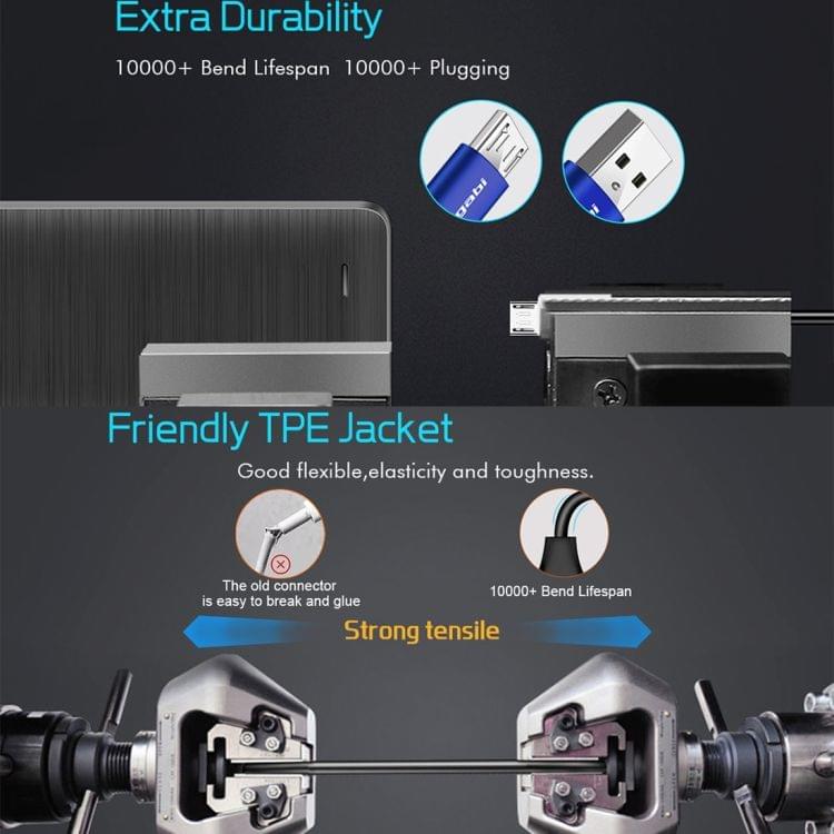 Cagabi T1 1m 2.4A Aviation Aluminum Alloy + TPE USB to Micro USB Data Sync Fast Charging Cable