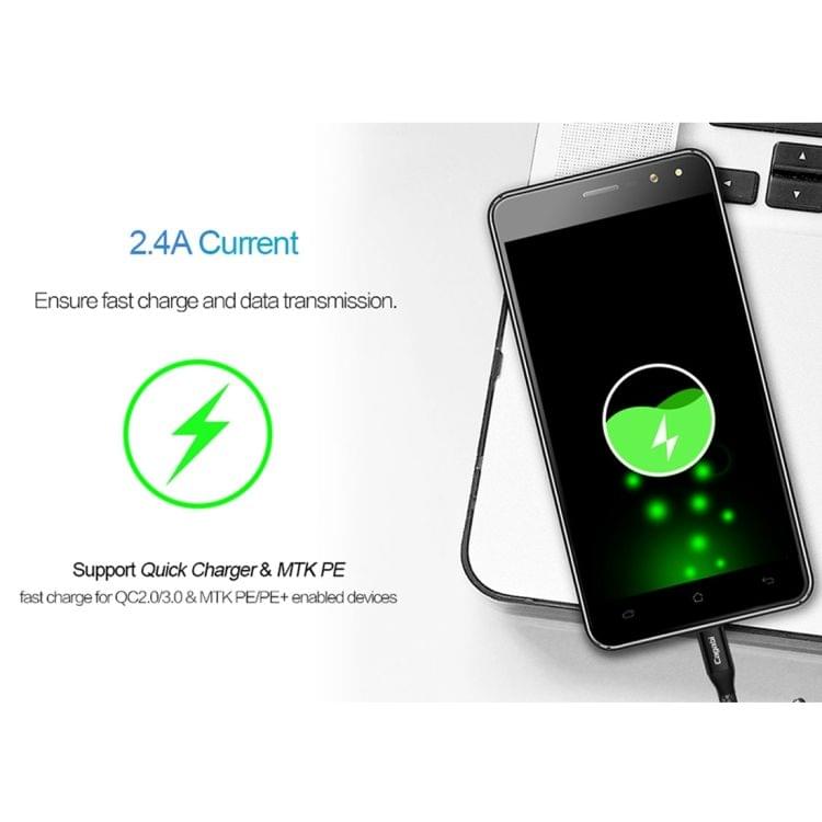Cagabi N1-3 3m 2.4A Aviation Aluminum Alloy + Nylon Micro USB to USB Data Sync Fast Charging Cable