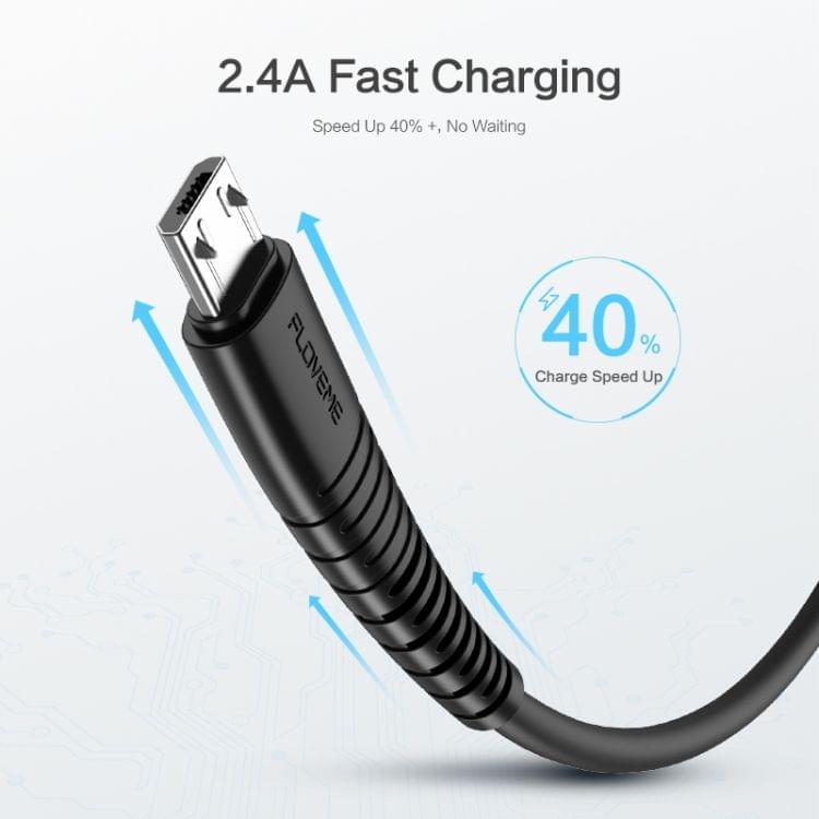 FLOVEME 1m 2.4A USB to Micro USB Fast Charging & Data Cable