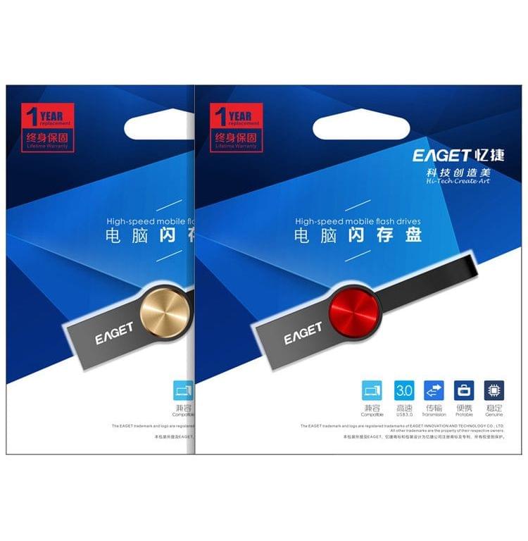 EAGET U80 64GB USB 3.0 Waterproof Shockproof Disc Shape U Disk (Red)