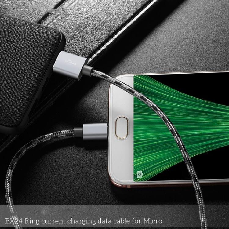 Borofone BX24 Ring Current Micro USB to USB Weave Charging Data Cable for Galaxy, Huawei, Xiaomi, HTC, Sony and Other Smartphones (Grey)