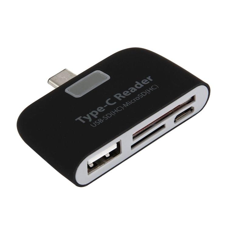 3 in 1 USB-C / Type-C 3.1 to USB 2.0 + Micro USB + SD(HC) + Micro SD Card Reader Adapter for Macbook / Google Chromebook / Nokia N1 / Letv