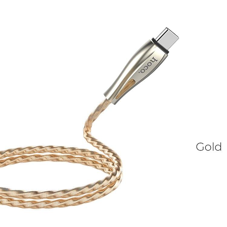 hoco U56 2.4A USB-C / Type-C Interface Metal Armor Charging Data Cable, Length: 1.2m (Gold)