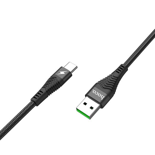 hoco U53 5A USB-C / Type-C Interface Super Fast Charging Nylon Braided Data Cable, Length: 1.2m (Black)