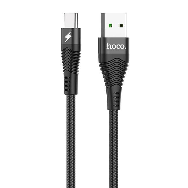 hoco U53 5A USB-C / Type-C Interface Super Fast Charging Nylon Braided Data Cable, Length: 1.2m (Black)