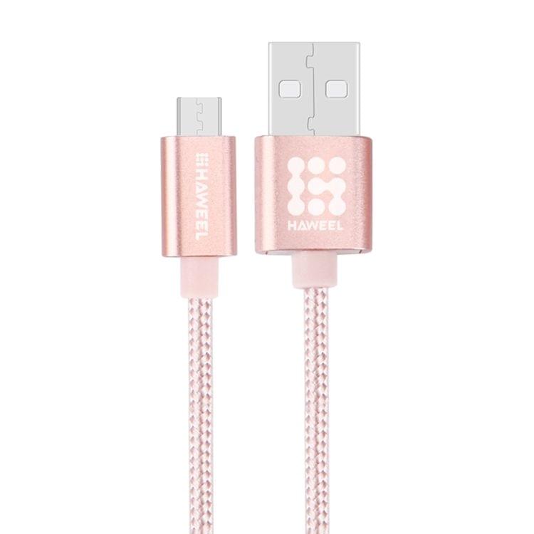 HAWEEL 1m Woven Style Metal Head 3A High Current Micro USB to USB Sync Data Charging Cable