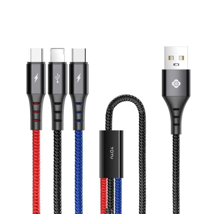 TOTUDESIGN B3BB-013 Hard-edged Series Micro USB + 8 Pin + Type-C / USB-C Charging Cable, Length : 40cm(Black)
