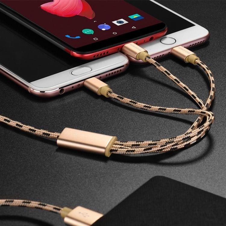 Borofone BX24 Ring Current USB-C / Type-C + 8 Pin + Micro USB to USB Weave Charging Data Cable for iPhone, iPad, Galaxy, Huawei, Xiaomi, HTC, Sony and Other Smartphones (Grey)