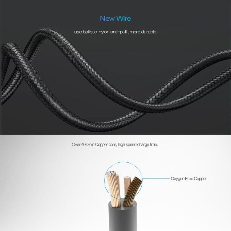 Cagabi N1 1m 2.4A Aviation Aluminum Alloy + Nylon USB to Micro USB Data Sync Fast Charging Cable