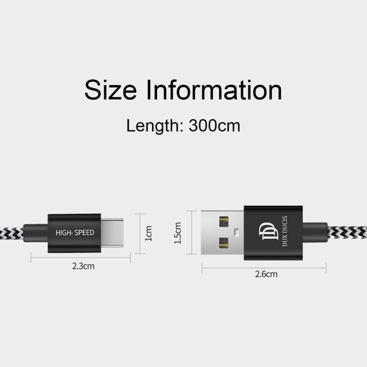 DUX DUCIS 3m 2A USB-C / Type-C Braided Data Cable