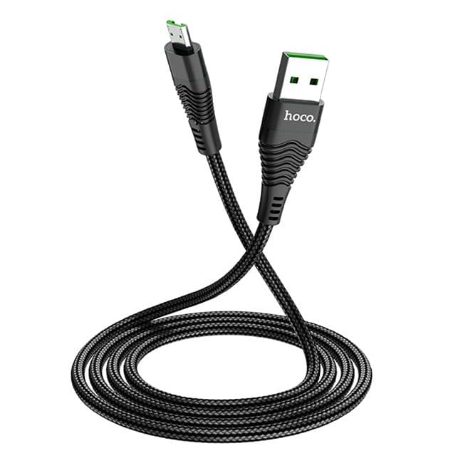 hoco U53 4A Micro USB Interface Flash Charging Nylon Braided Data Cable, Length: 1.2m (Black)