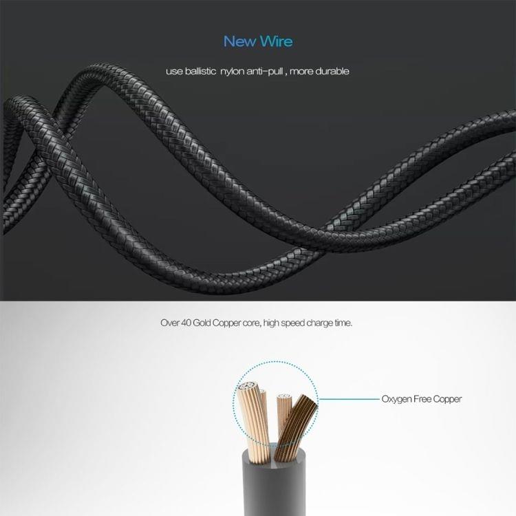 Cagabi N1-2 2m 2.4A Aviation Aluminum Alloy + Nylon Micro USB to USB Data Sync Fast Charging Cable