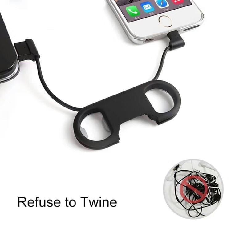 Multi-function 20cm USB to Micro USB Data Sync Charging Cable & Bottle Opener & Keychain (White)