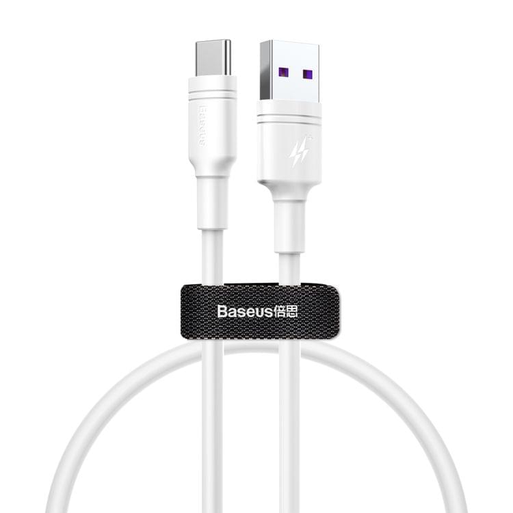 Baseus CATSH-A02 5A USB to USB-C / Type-C Double Loop Fast Charging Cable, Cable Length: 0.5m (White)