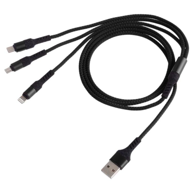 Micro USB / 8 Pin / Type-C to USB High Speed Weave Charging Cable(Black)