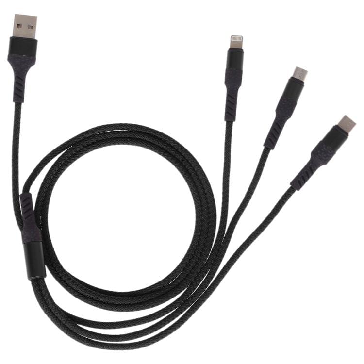 Micro USB / 8 Pin / Type-C to USB High Speed Weave Charging Cable(Black)