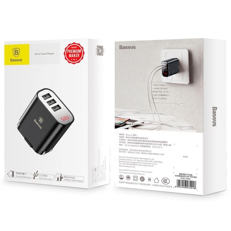 Baseus Portable 3 USB 3.4A Mirror Travel Wall Charger Adapter
