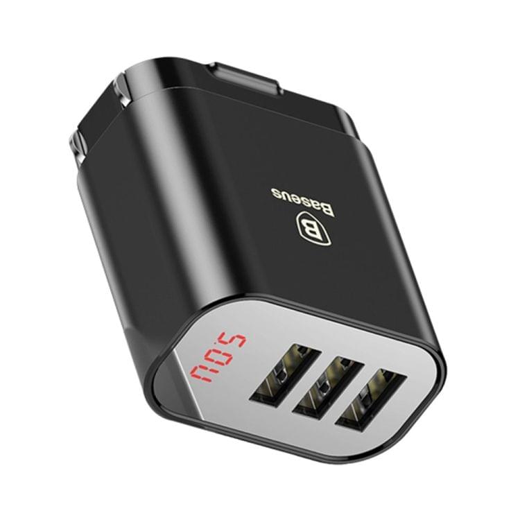 Baseus Portable 3 USB 3.4A Mirror Travel Wall Charger Adapter