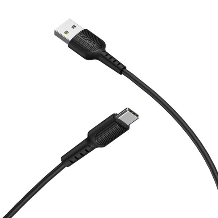 Borofone BX16 1m 2A USB-C / Type-C to USB Charging Data Cable for Galaxy, Huawei, LG, HTC, Sony and Other Type-C Phones (Black)