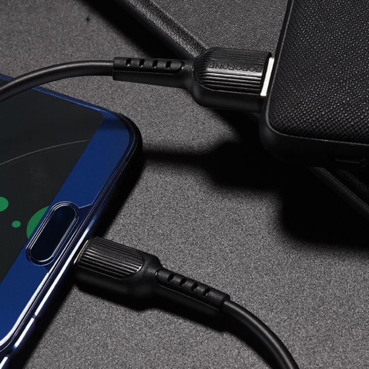Borofone BX16 1m 2A USB-C / Type-C to USB Charging Data Cable for Galaxy, Huawei, LG, HTC, Sony and Other Type-C Phones (Black)