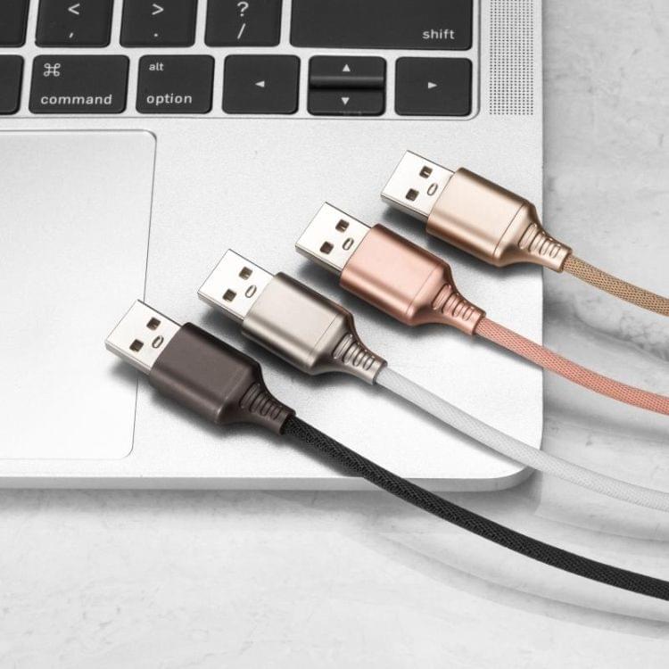 Micro USB Interface Zinc Alloy Marquee Luminous Intelligent Automatic Power off Charging Data Cable(rose gold)