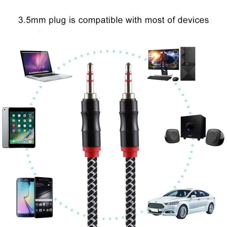 2m 3.5mm Jack Male to Male Nylon Weave AUX Cable (Black)